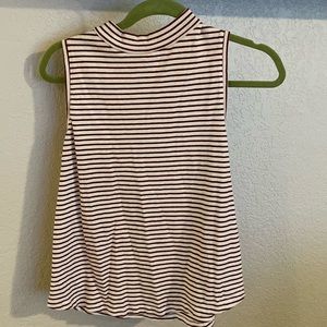 Maroon and white striped high neck, tank top